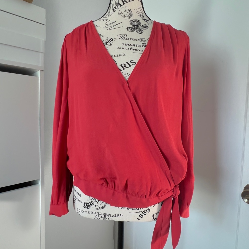 Madewell Red Wrap Blouse
